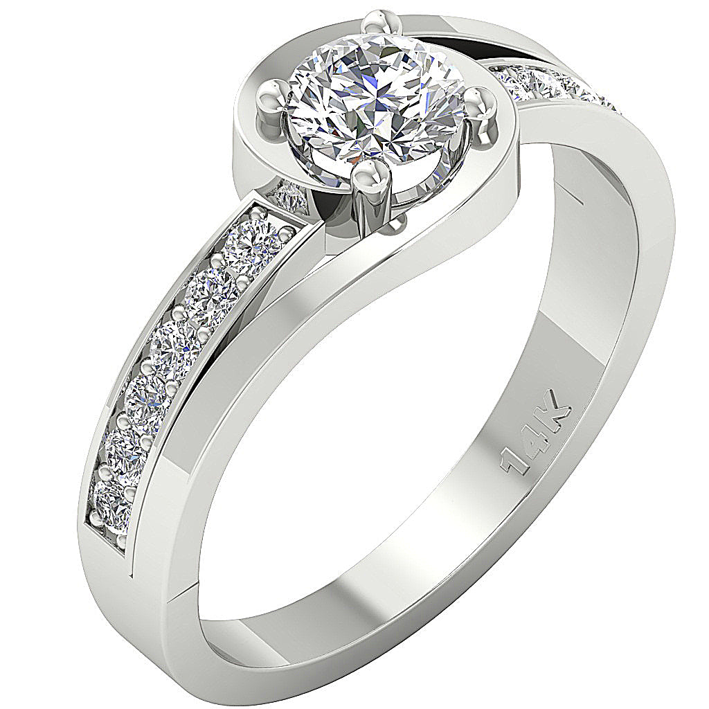 The Landen Gorgeous 14k Solid Gold Genuine Diamond Solitaire Anniversary Ring