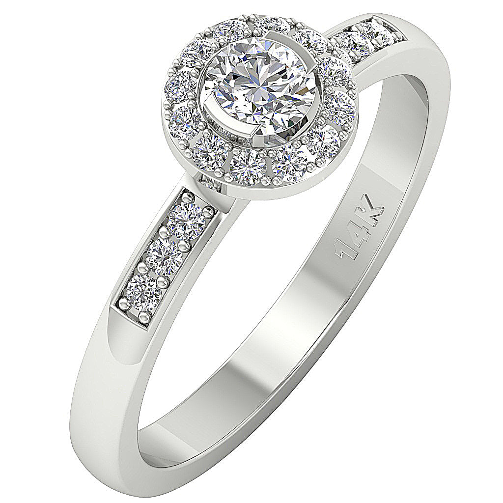 The Alfredo Diamond 14k White Gold Halo Solitaire Engagement Wedding Ring