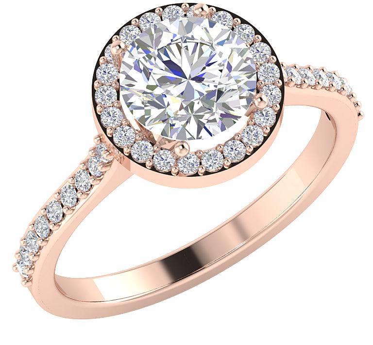 The Kian Round Diamond 14k Solid Yellow Gold Halo Solitaire Engagement Ring