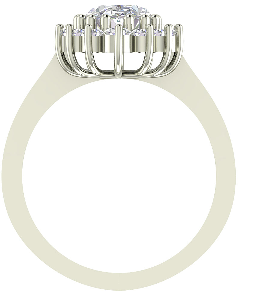 2.00 CT Oval Cut Lab Grown Diamond Ring with Round Side Diamond (F Color, VS Clarity)