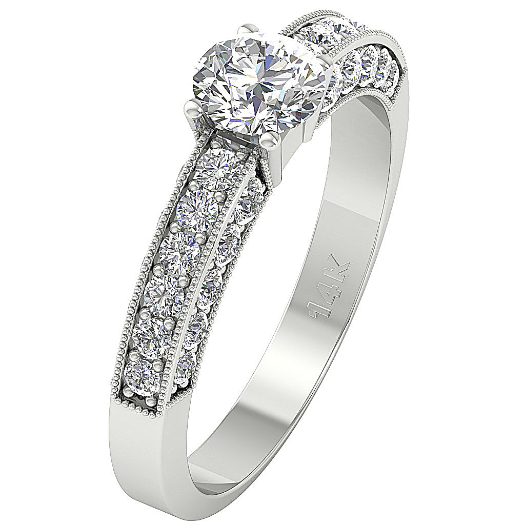 The Langston 14k Gold Round Diamond Solitaire Wedding Ring