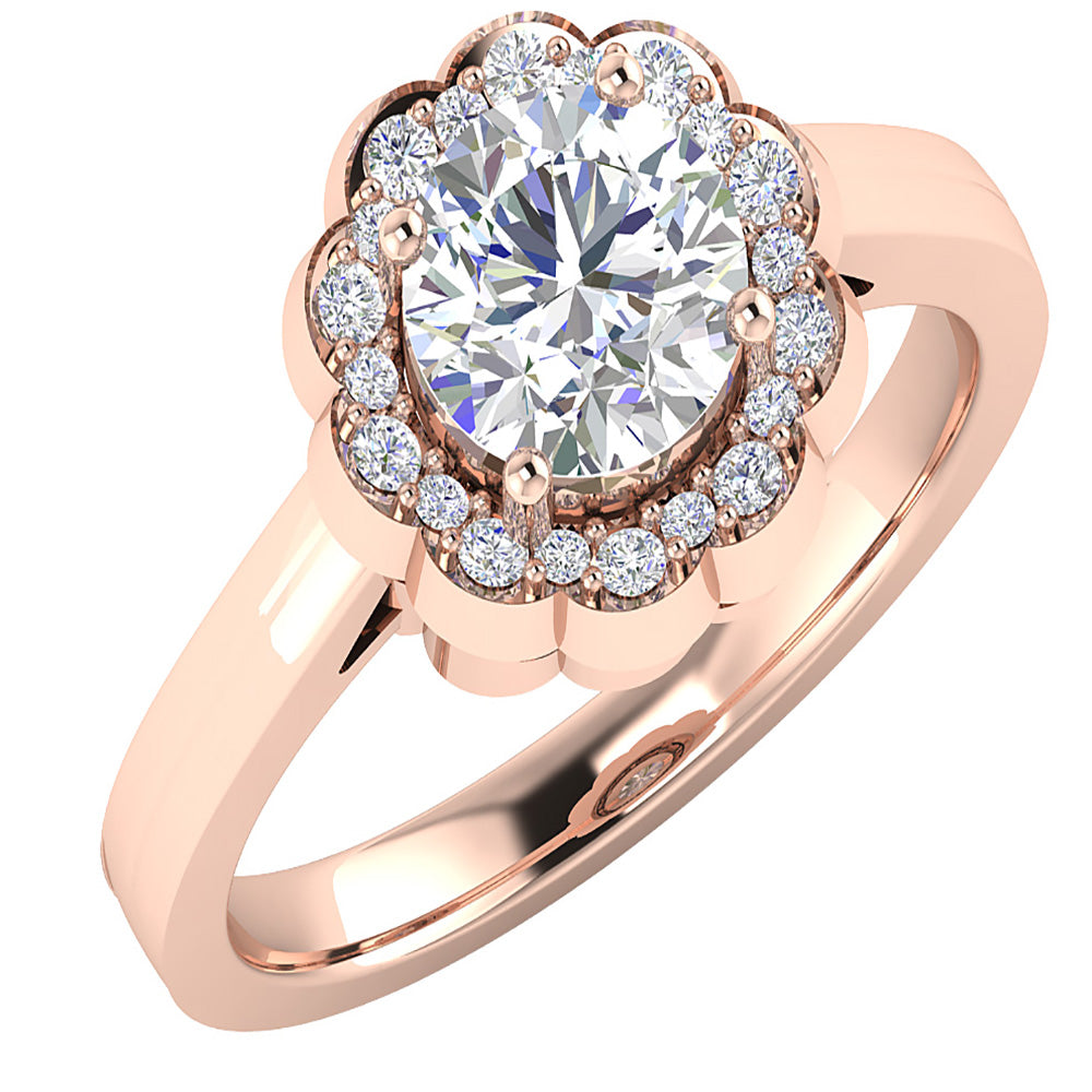The Marcos Round Diamond Flower Designe Solitaire Engagement Ring For Her