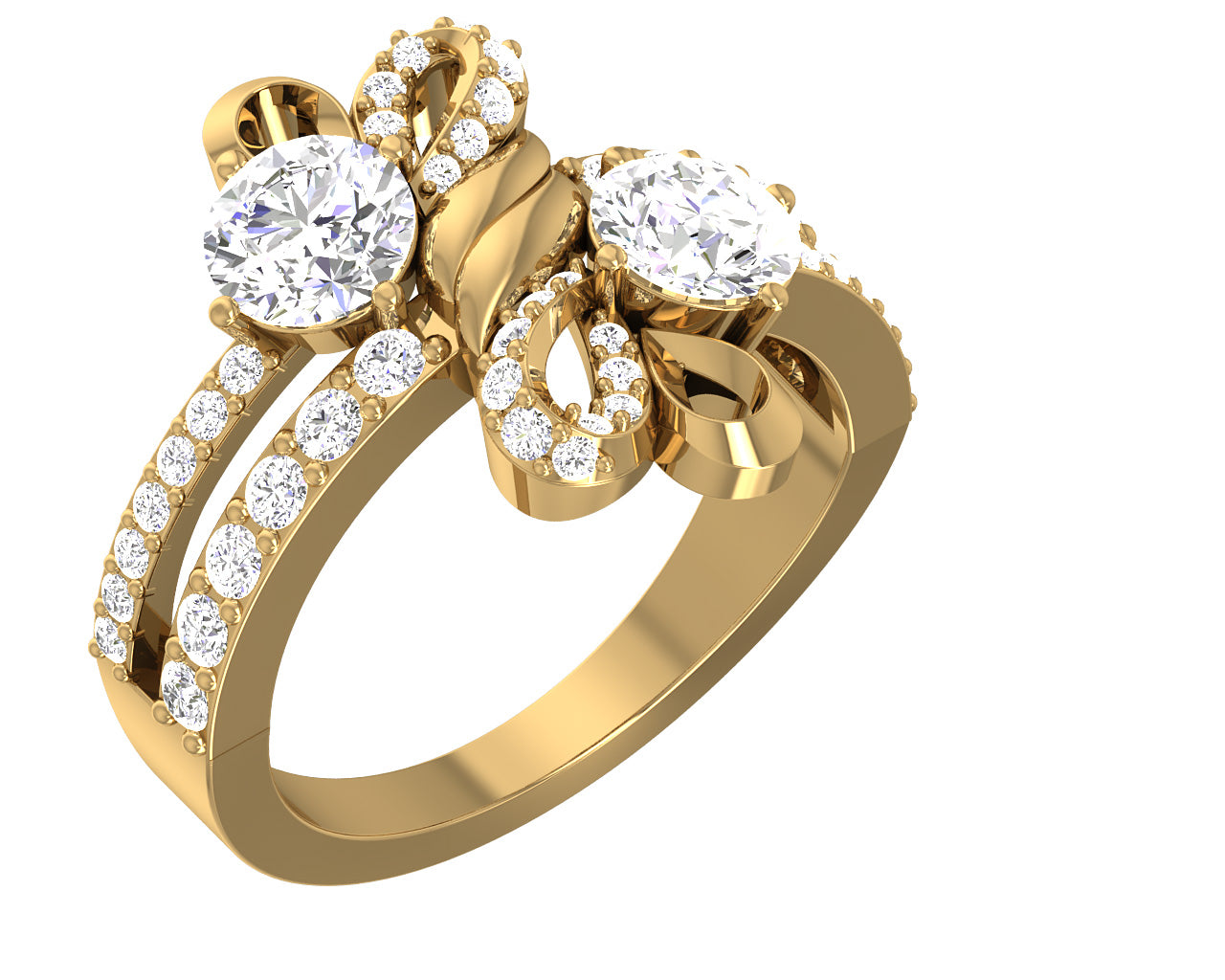 The Lewis Fancy Forever Us 2 Stone Natural Diamond 14k Solid Gold Solitaire Anniversary Ring