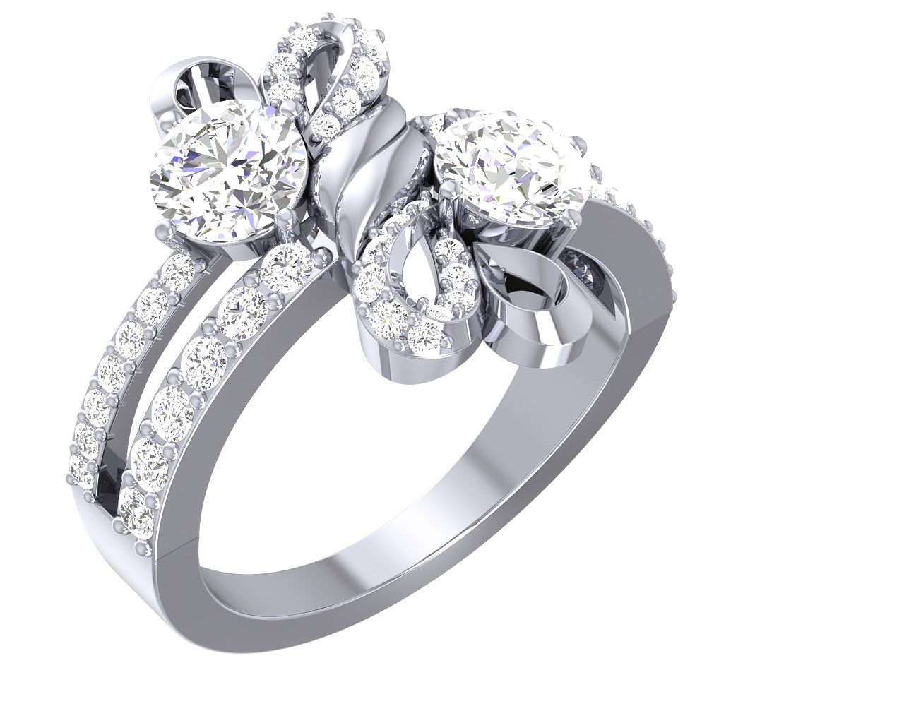 The Lewis Fancy Forever Us 2 Stone Natural Diamond 14k Solid Gold Solitaire Anniversary Ring