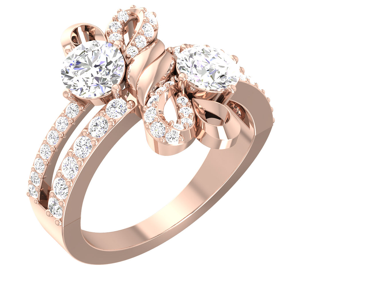 The Lewis Fancy Forever Us 2 Stone Natural Diamond 14k Solid Gold Solitaire Anniversary Ring