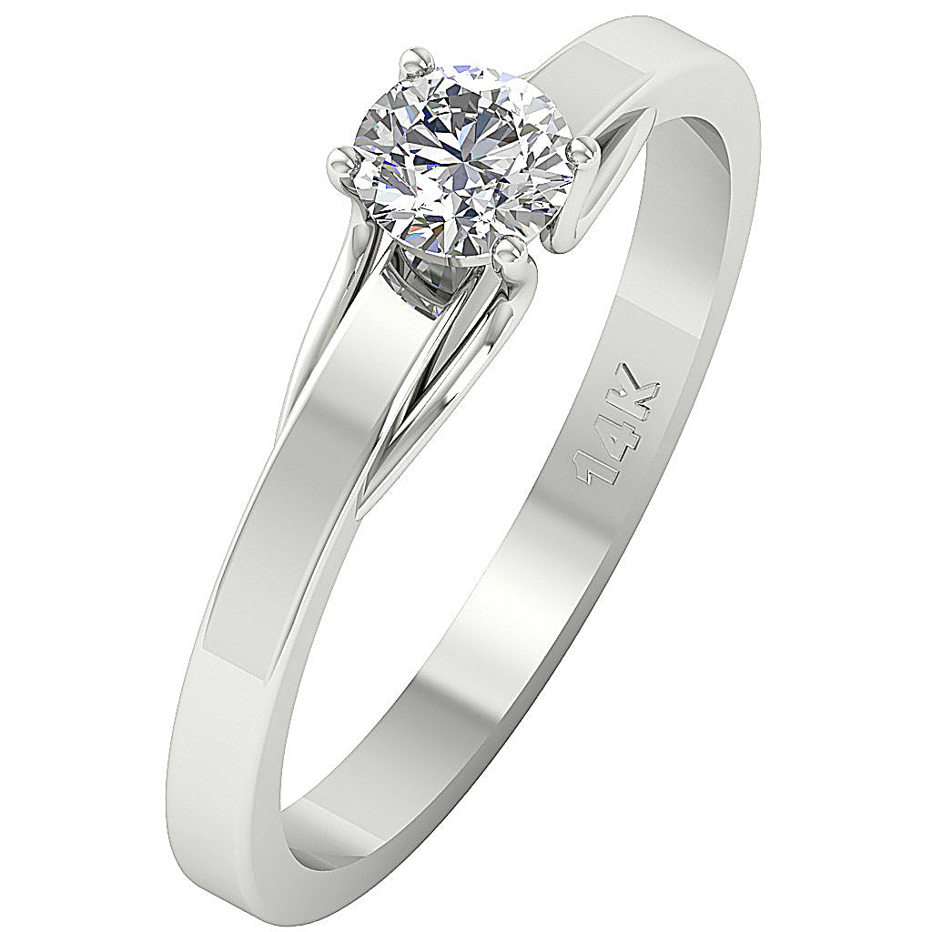 The Ahmed 14k Solid Gold Round Diamond Solitaire Engagement Ring Prong Set 2.00 mm