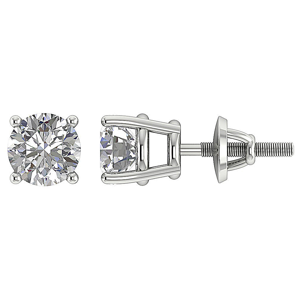 Round Brilliant Diamond Solitaire Studs Earring Basket Setting