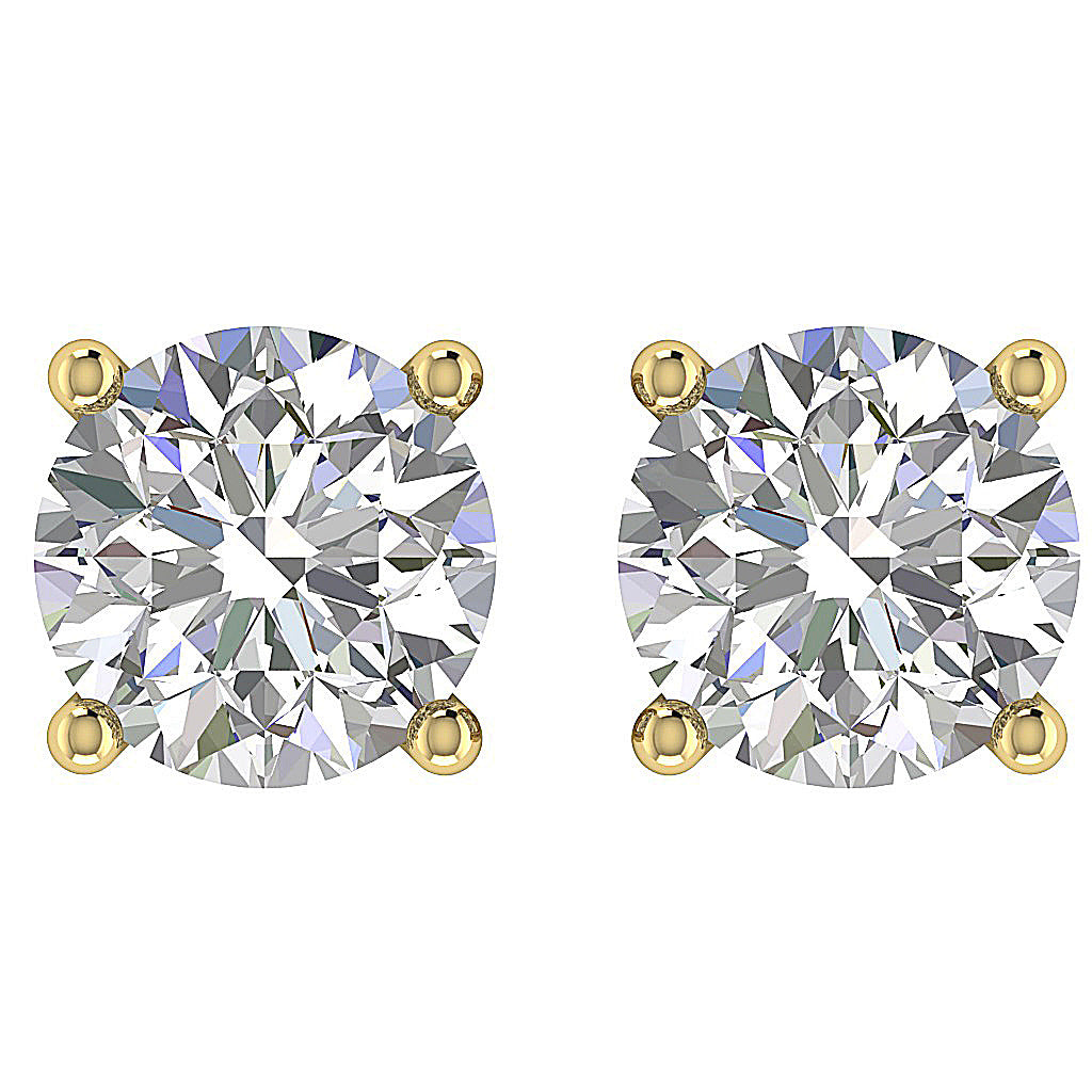 Round Diamond Solitaire Studs Earring Four Prong Set
