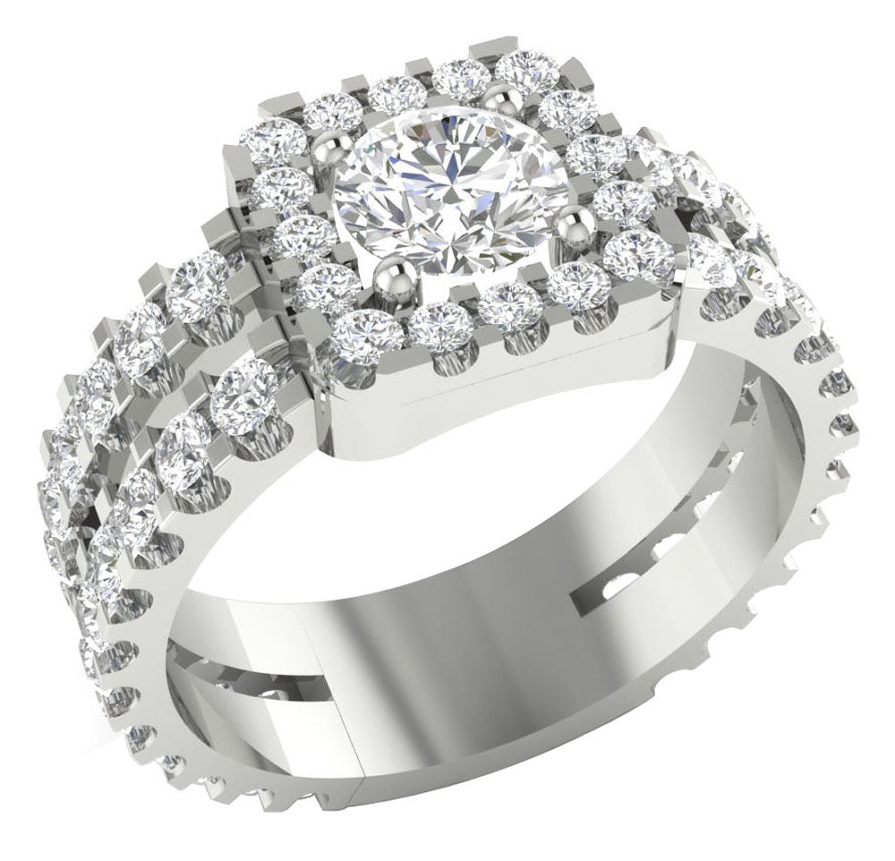 DesignerEngagementRingRoundDiamond14kWhiteGold