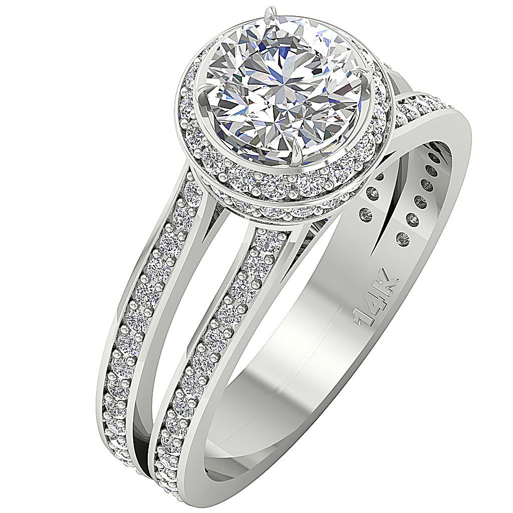 DesignerEngagementRingRoundDiamond14kWhiteGold