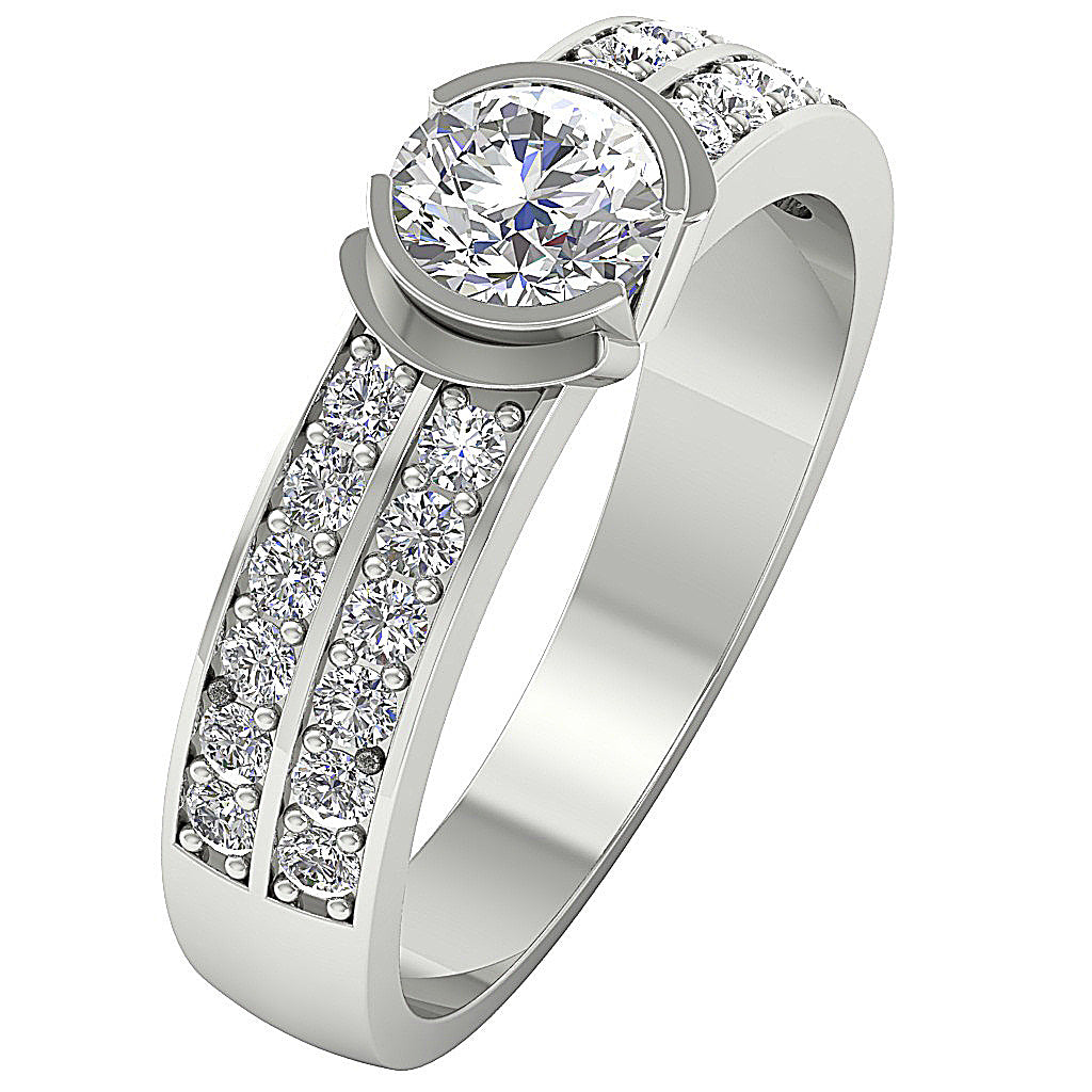 DesignerEngagementRingRoundDiamond14kWhiteGold
