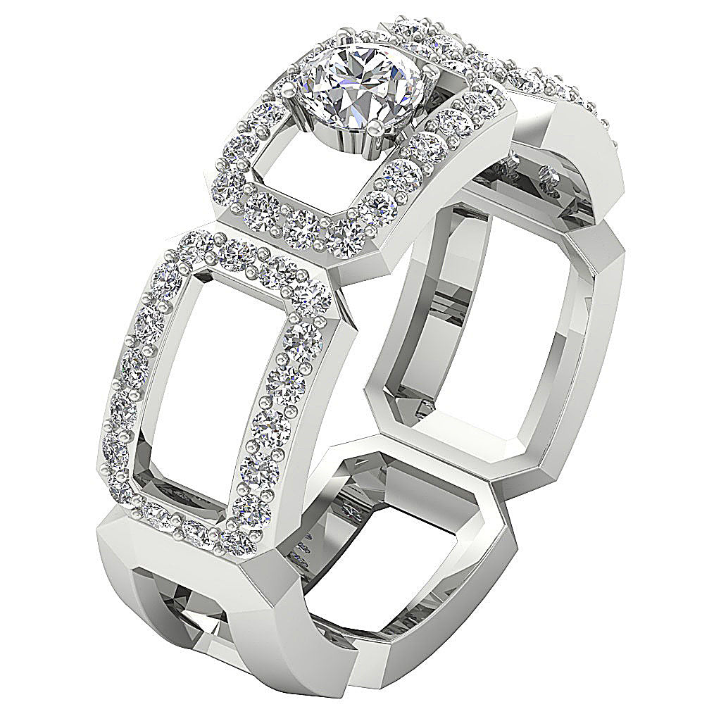 DesignerEngagementRingRoundDiamond14kWhiteGold