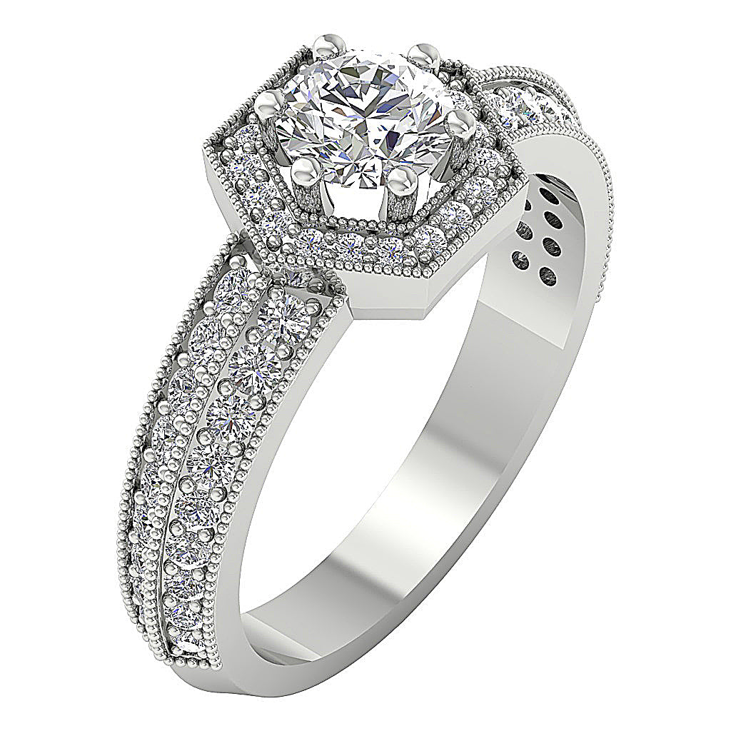 DesignerEngagementRingRoundDiamond14kWhiteGold