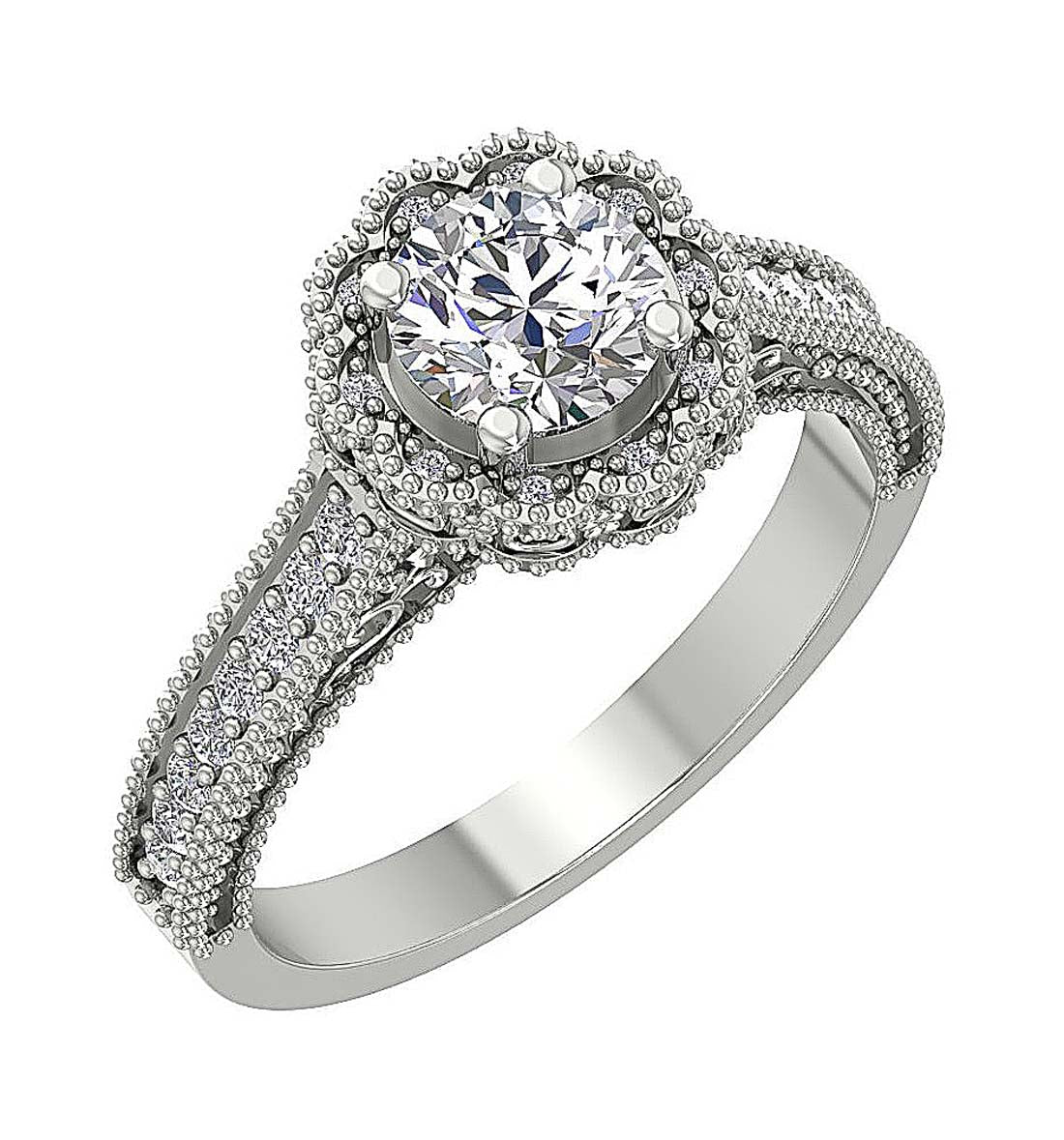 DesignerEngagementRingRoundDiamond14kWhiteGold