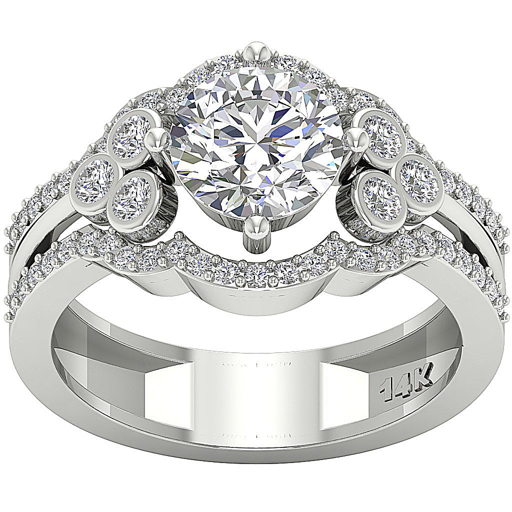 DesignerHalo14kWhiteGoldRingProngSet