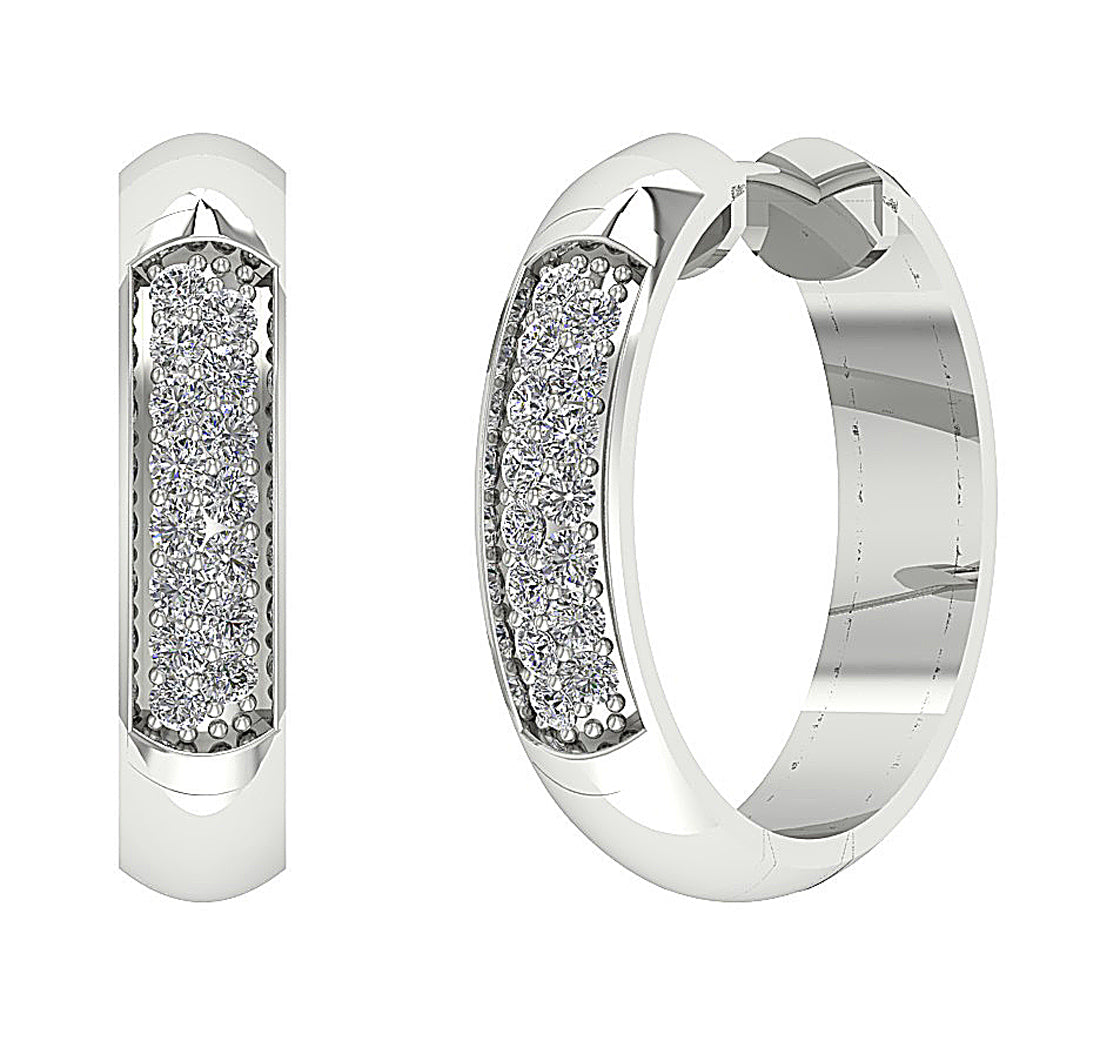 DesignerHoopsRoundDiamond14kWhiteGoldEarring