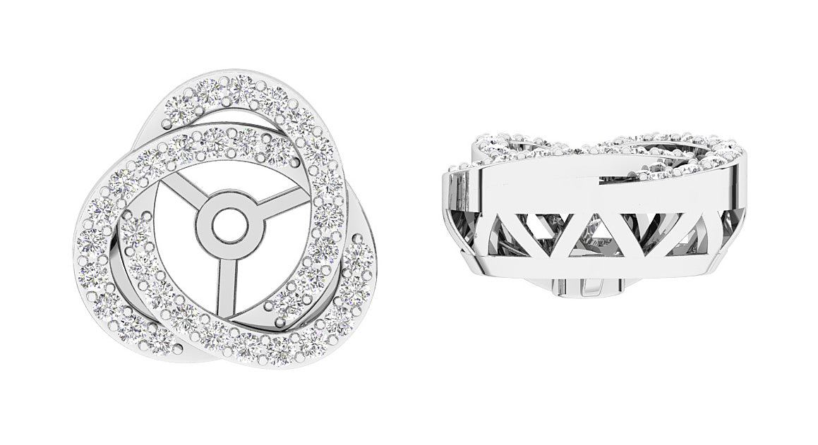 I1/SI1/VS1/VVS1 0.60Ct Round Prong Set Diamond Designer Jacket Earring 14K Gold 12.70 mm