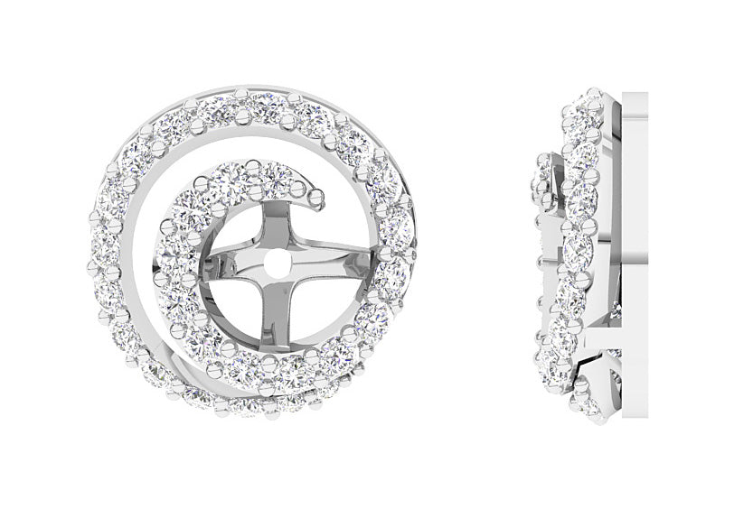 I1/SI1/VS1/VVS1 0.60Ct Round Diamond Designer Jacket Earring 14K Solid Rose Gold 9.90mm