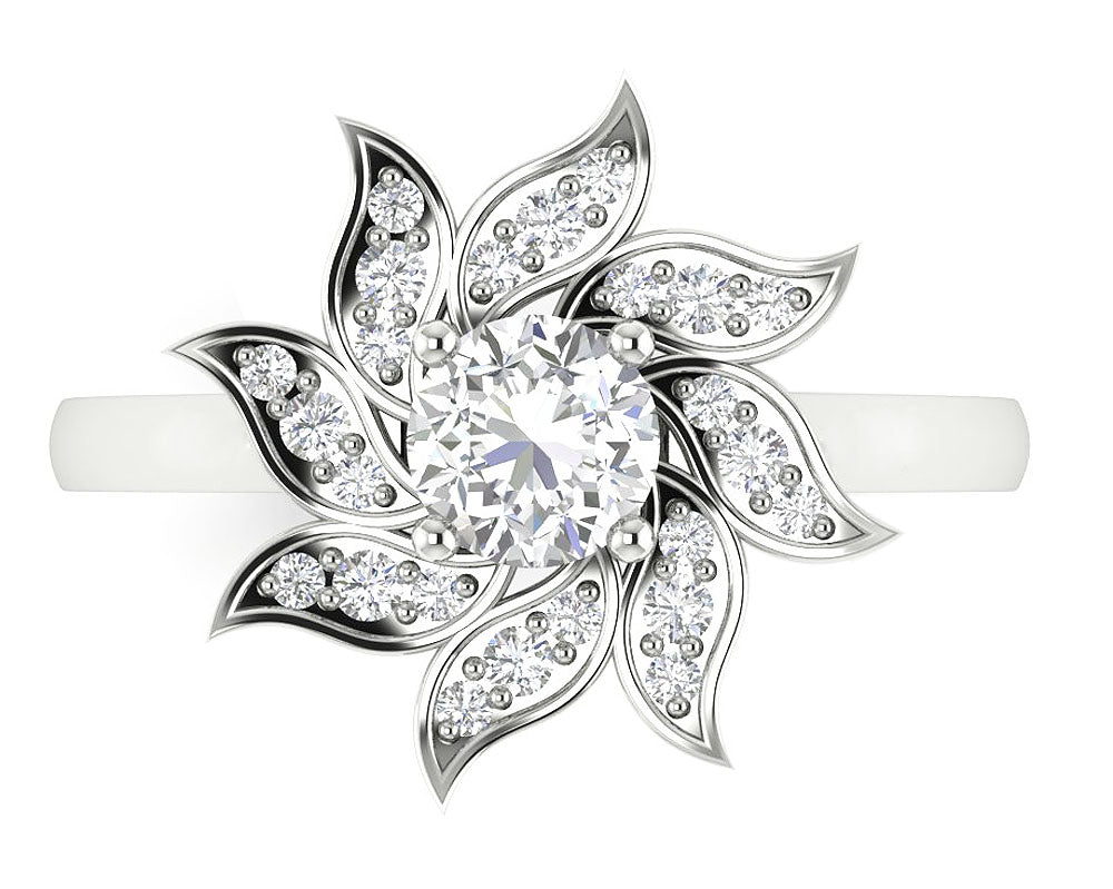 DesignerGenuineDiamondWhiteGoldRing