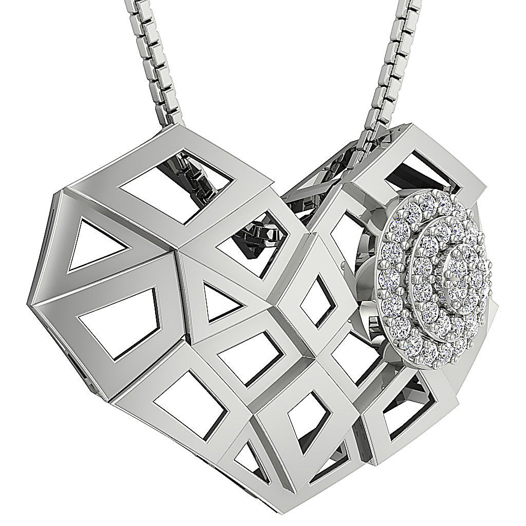 DesignerProngSet14kGoldHeartPendants