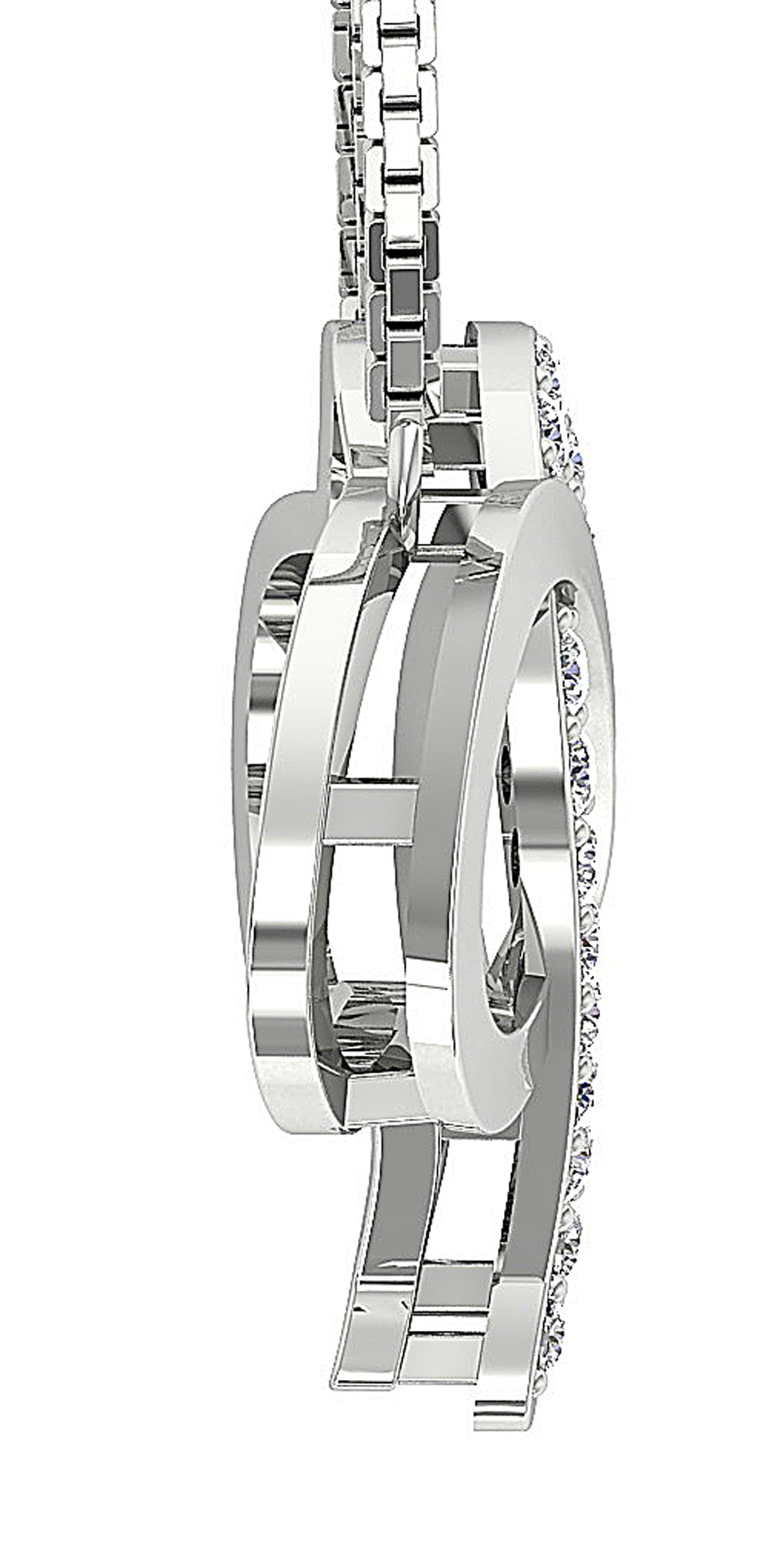 DesignerProngSetGenuineCutDiamond14kWhiteGoldPendant
