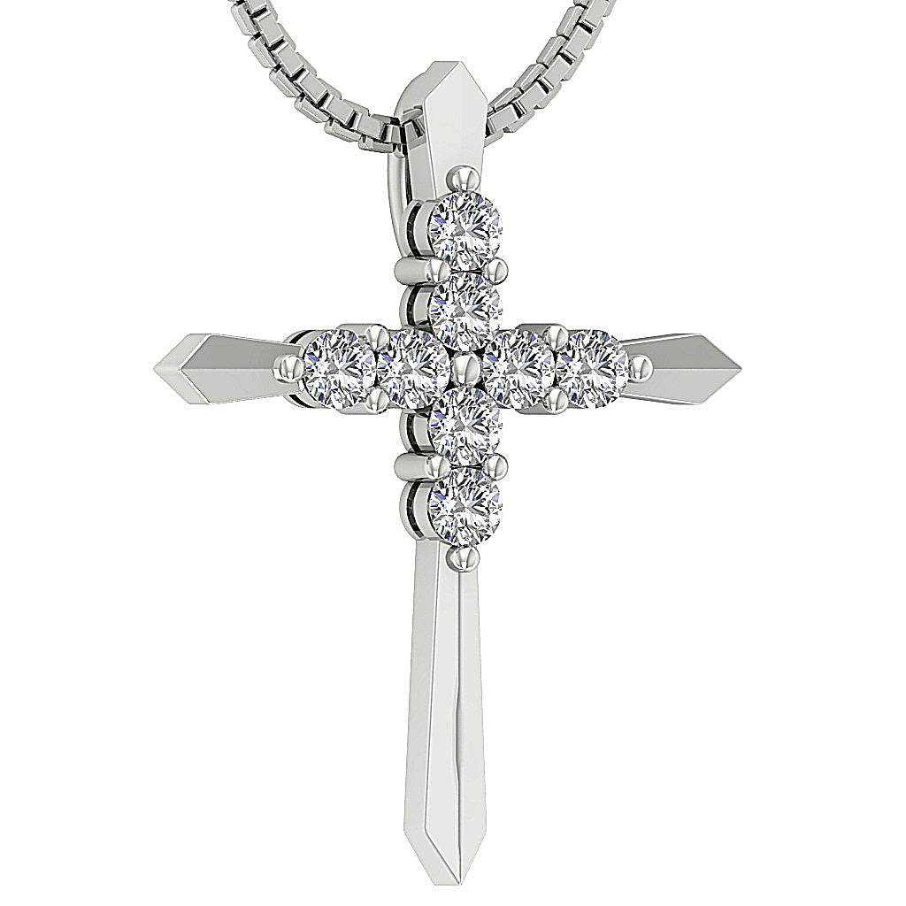 DesignerProngSetNaturalDiamond14kWhiteGoldPendant