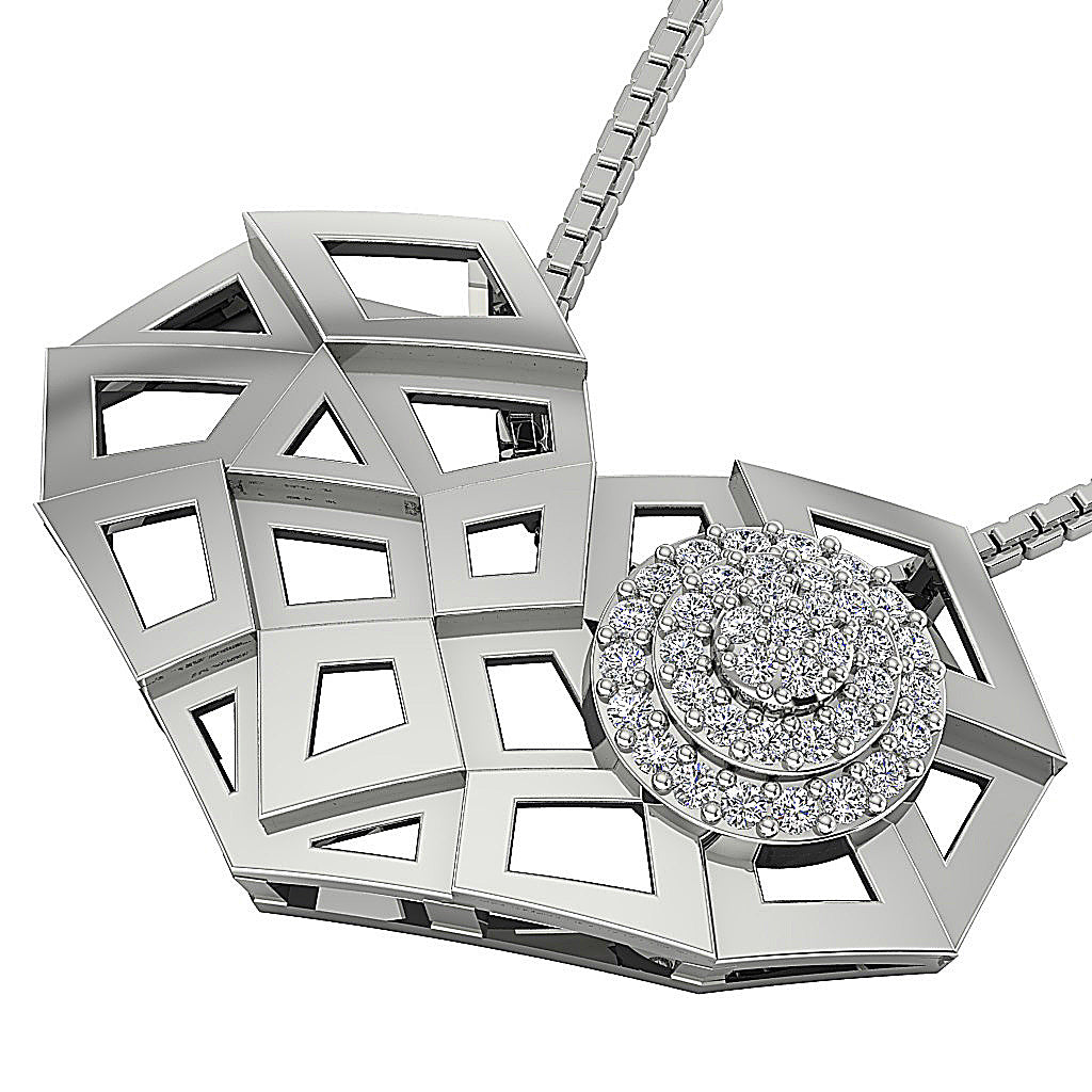 DesignerProngSetGenuineCutDiamond14kWhiteGoldPendants