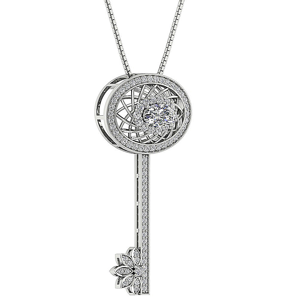 DesignerNaturalCutDiamondWhiteGoldFashionPendants