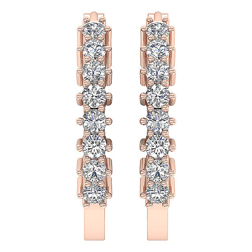 DesignerRoundDiamond14kRoseGoldEarringProngSet