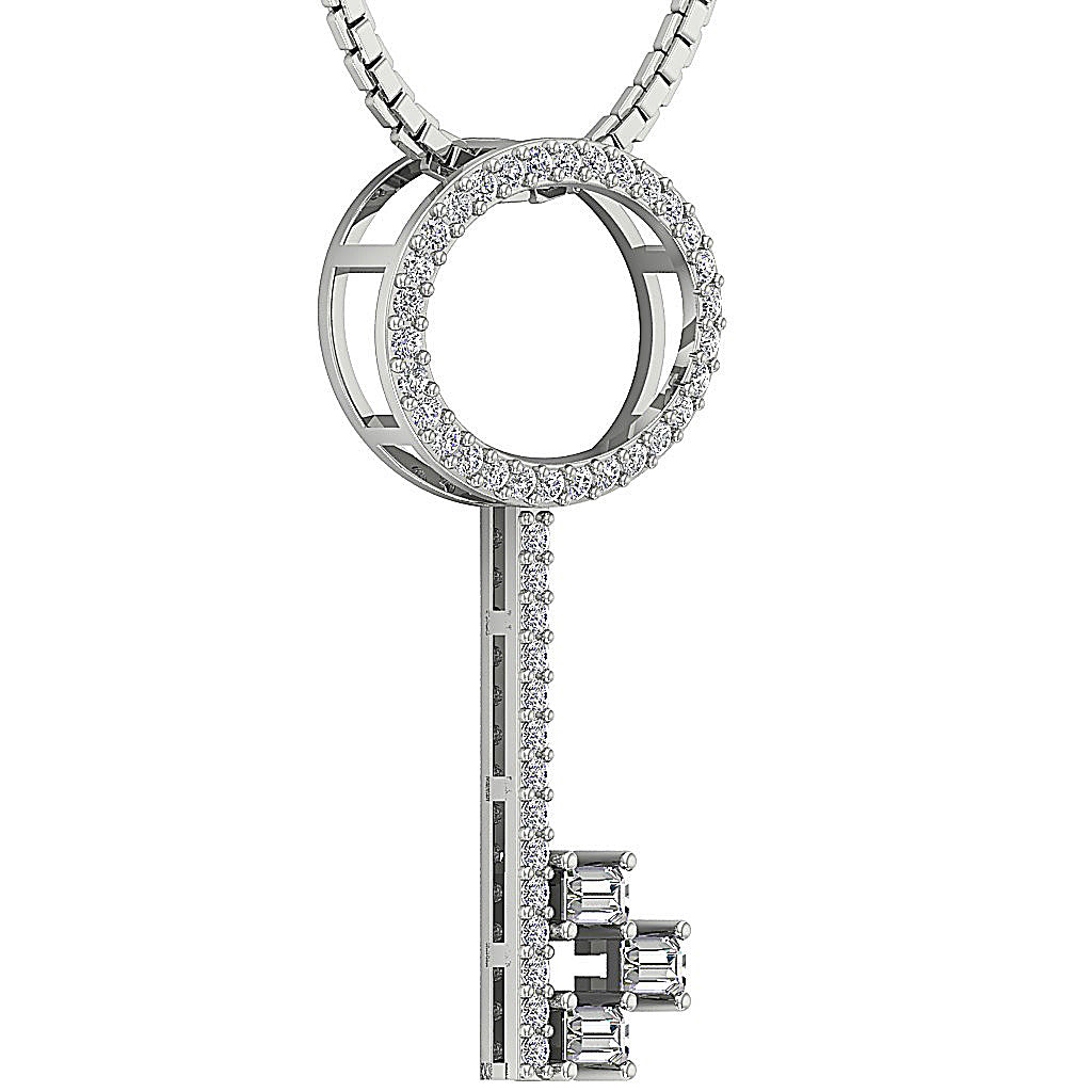 SideViewDesignerRoundDiamond14kWhiteGoldPendants