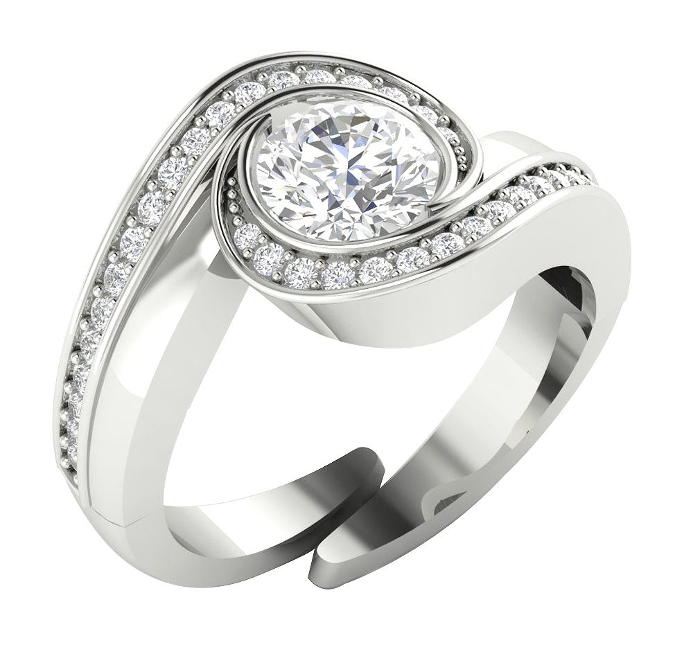 DesignerRoundDiamond14kWhiteGoldRing