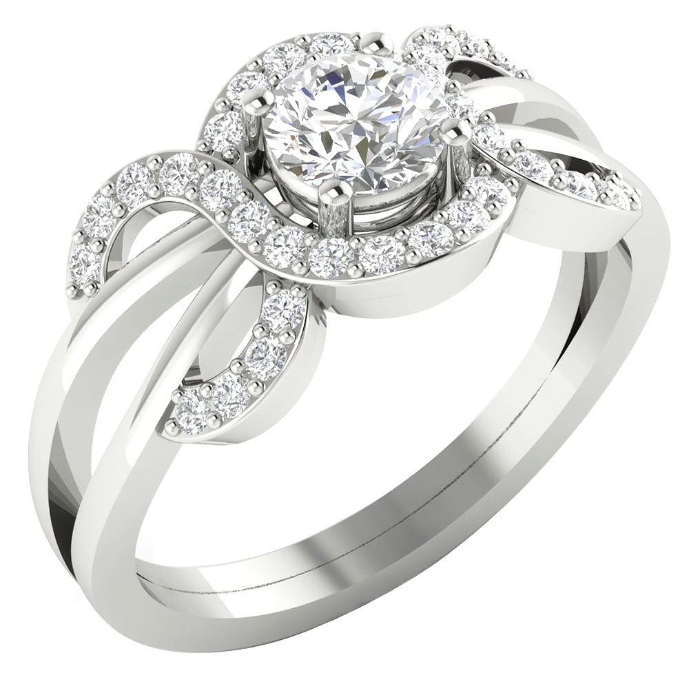 DesignerRoundDiamond14kWhiteGoldRing