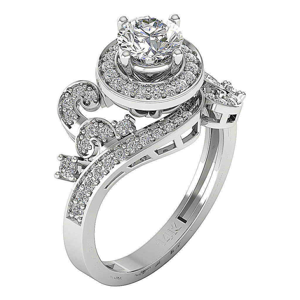 DesignerRoundDiamond14kWhiteGoldRing