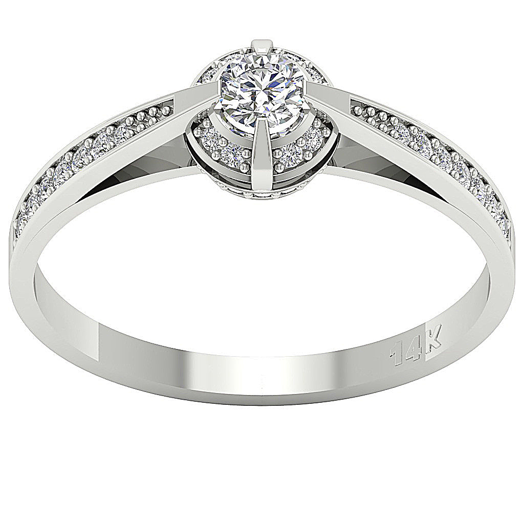 DesignerSolitaire14kWhiteGoldGenuineDiamondRing