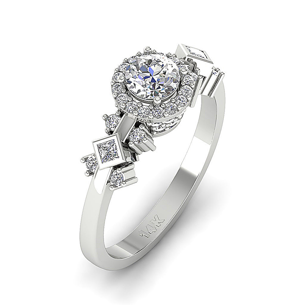 DesignerSolitaireAnniversaryRing14kWhiteGold