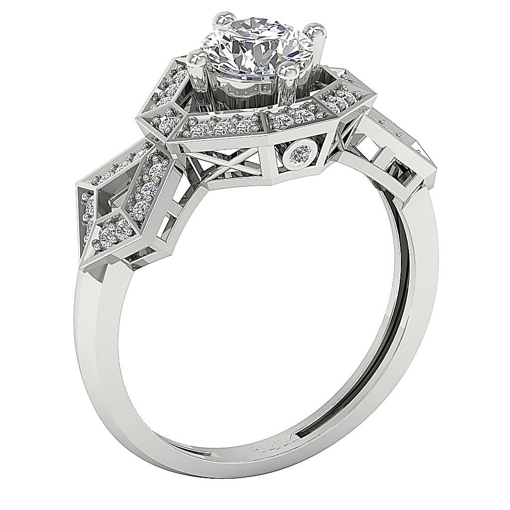 DesignerSolitaireRingRoundDiamond14kWhiteGold