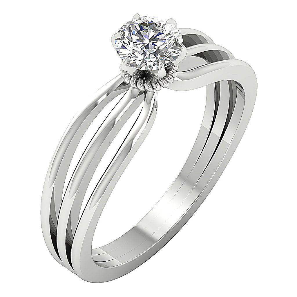 DesignerSolitaireRingRoundDiamond14kWhiteGold