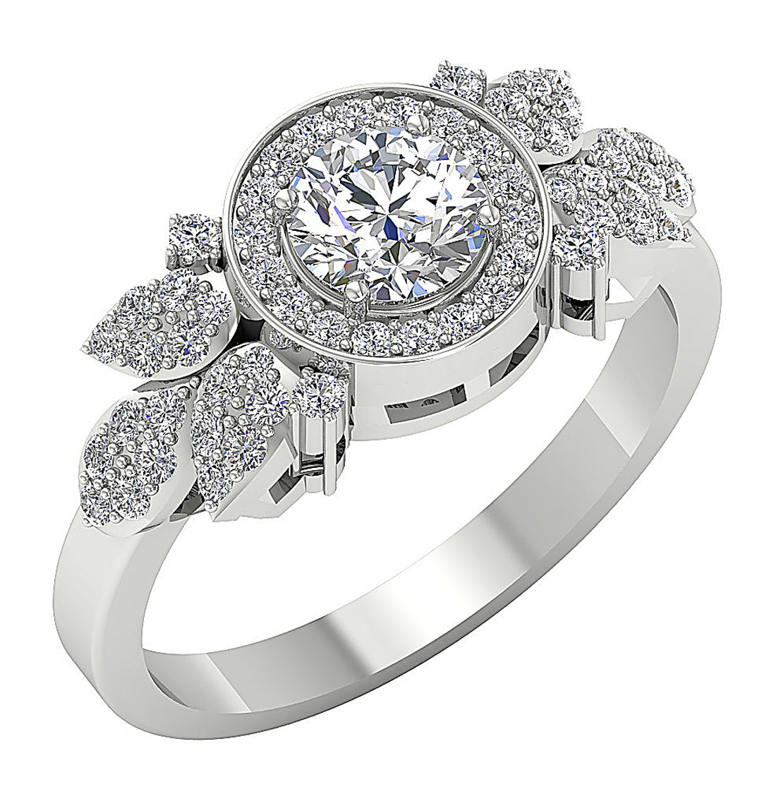 DesignerWeddingRingRoundDiamond14kWhiteGold
