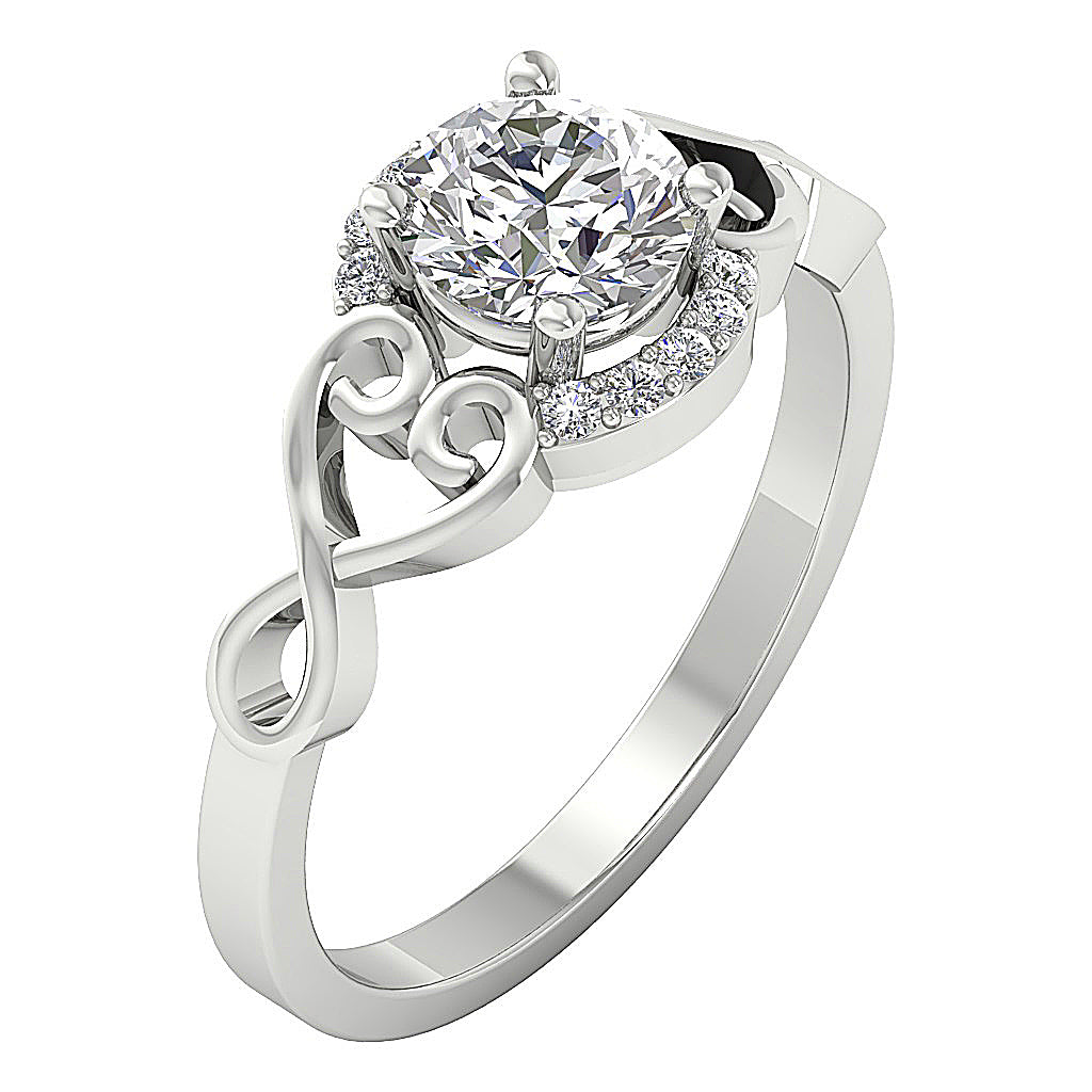 DesignerEngagementRingRoundDiamond14kWhiteGold