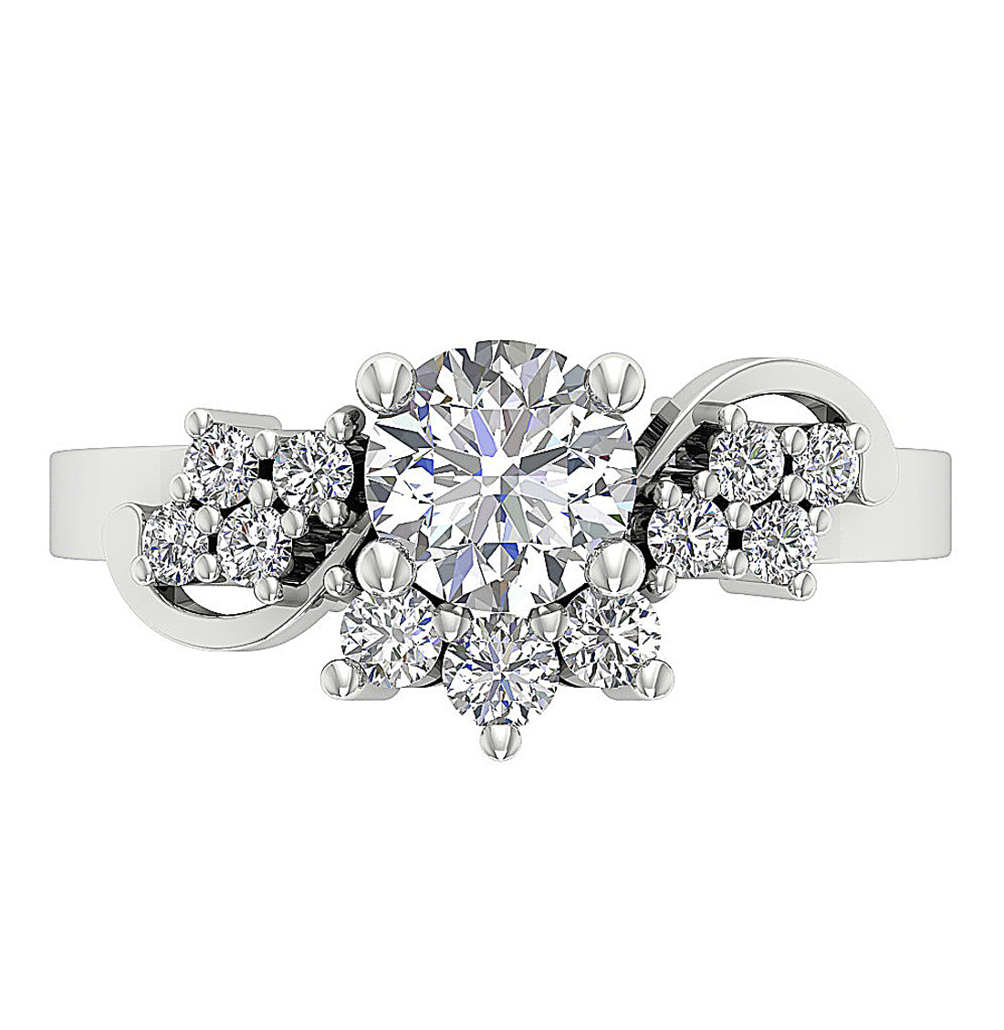 DesignerRoundDiamond14kWhiteGoldRing