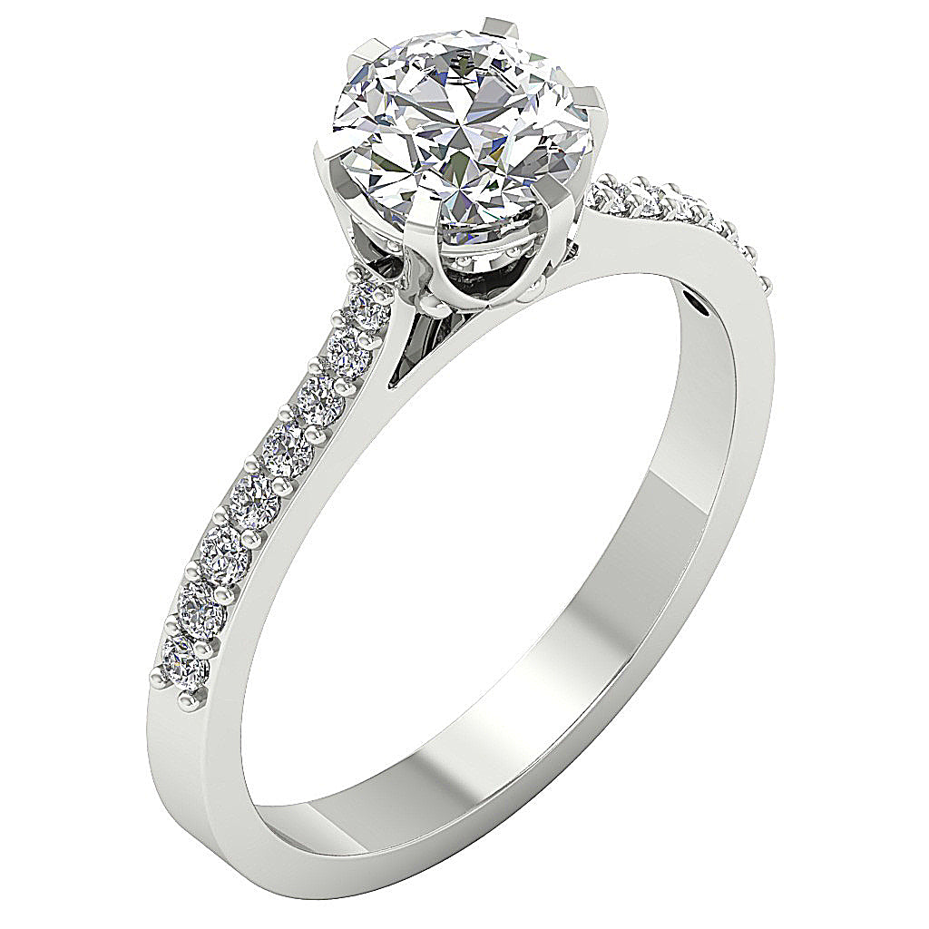 The Zaire Six Prong Solitaire Diamond Engagement Ring 14k White Gold