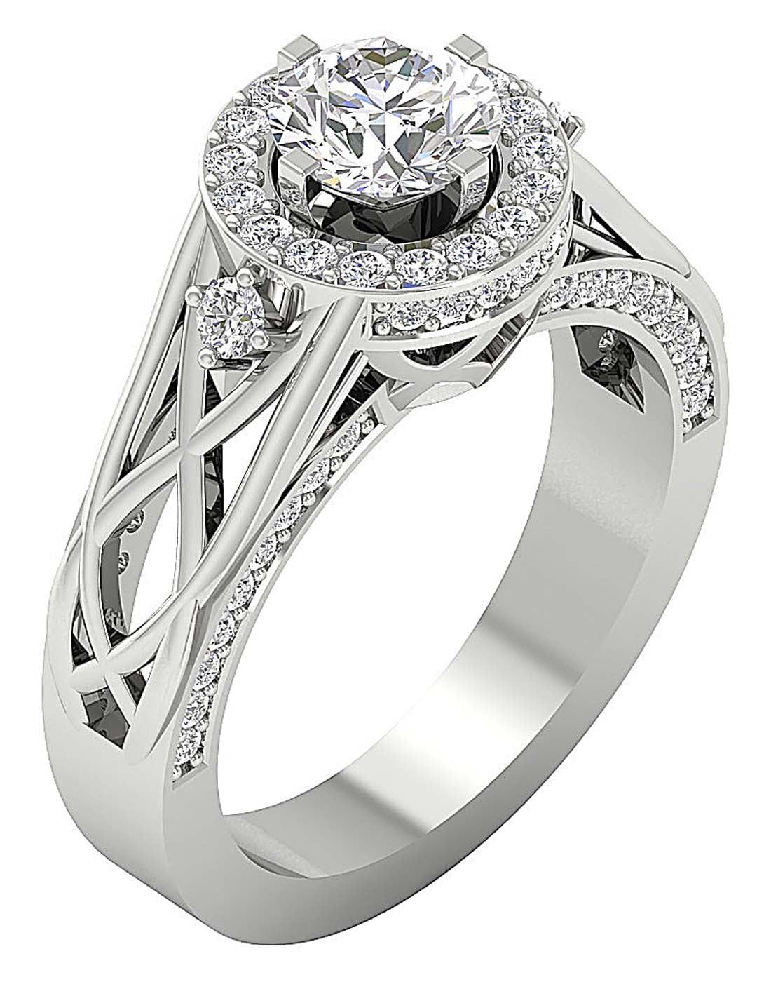 DesignerSolitaireRingRoundDiamond14kWhiteGold