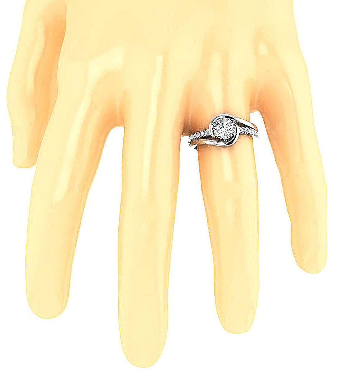 RoundCutDiamondEngagementRingonFinger