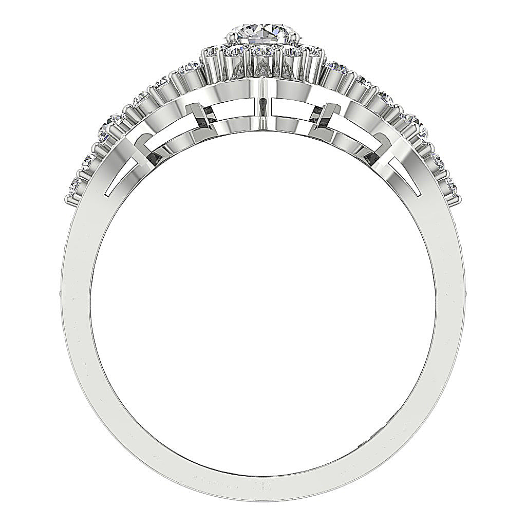 RoundDiamondWhiteGoldRingFrontView
