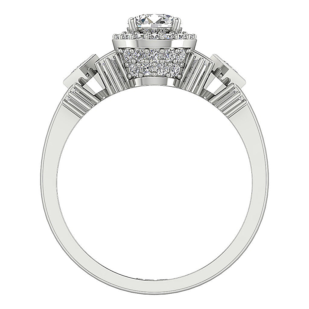 RoundDiamondWhiteGoldRingFrontView