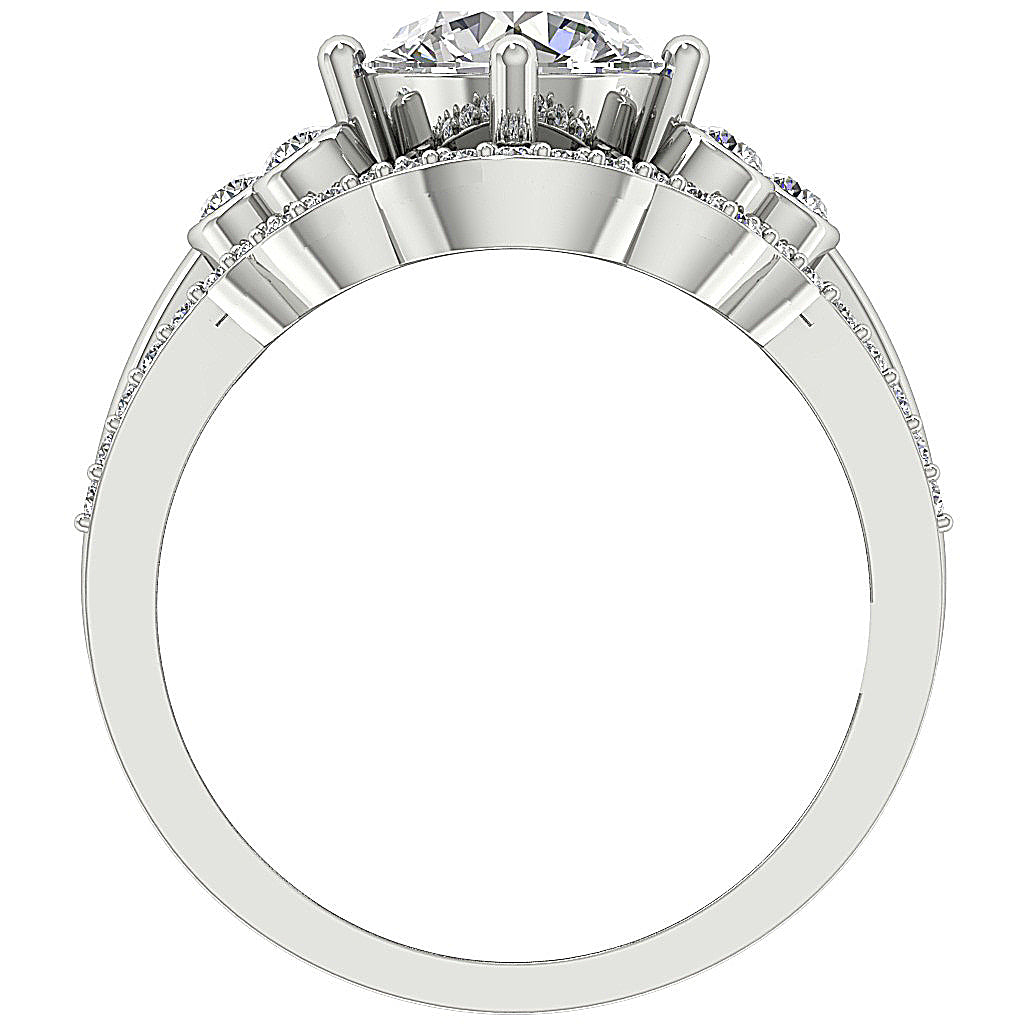 RoundDiamondWhiteGoldRingFrontView