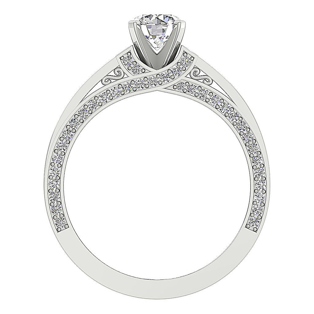 RoundDiamondWhiteGoldRingFrontView