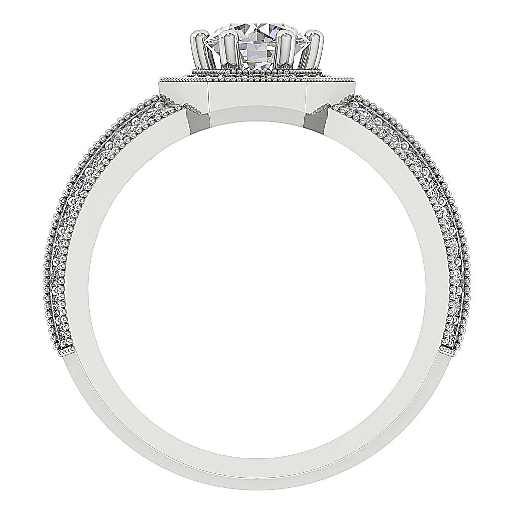 RoundDiamondWhiteGoldRingFrontView