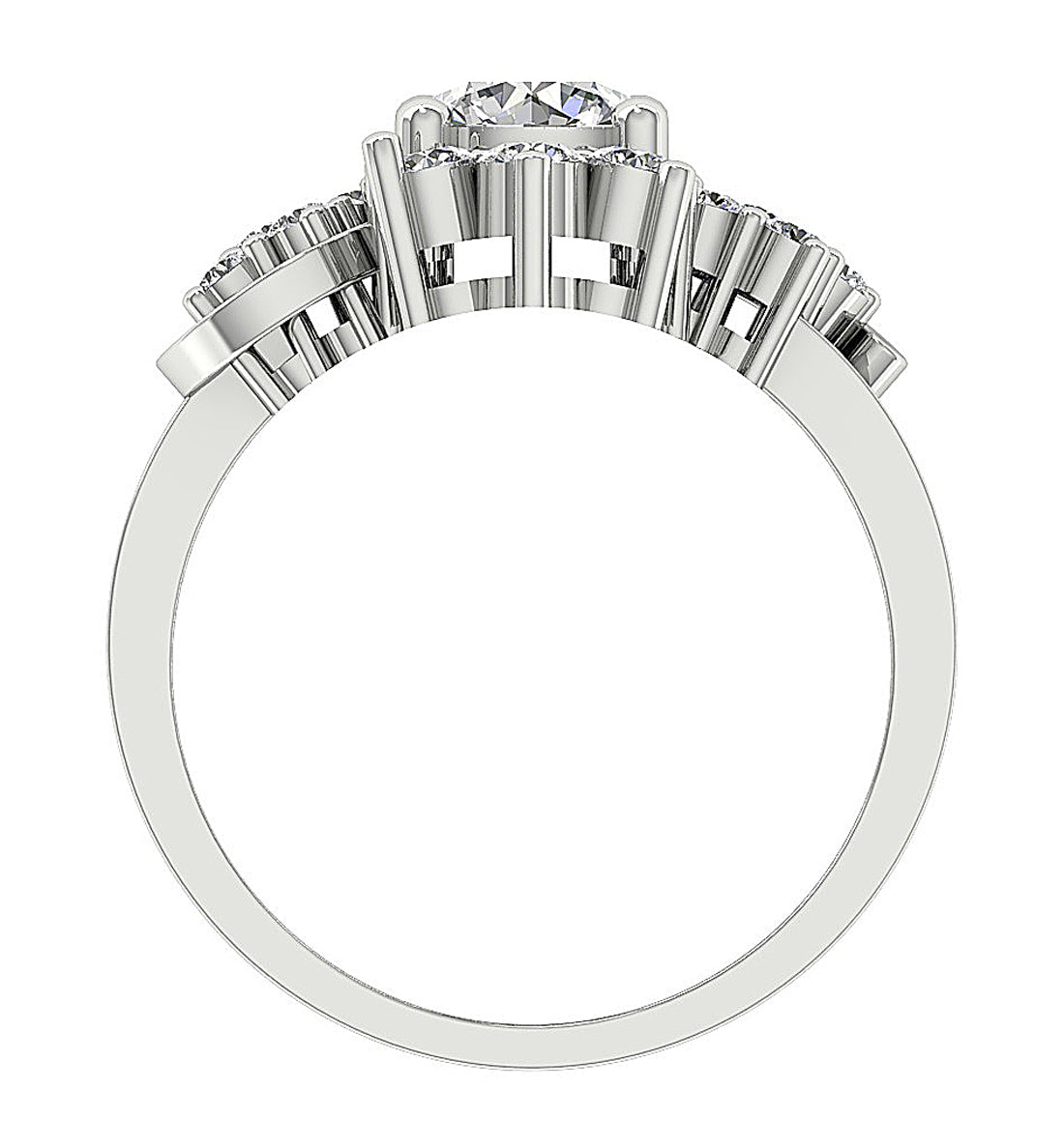 RoundDiamondWhiteGoldRingFrontView