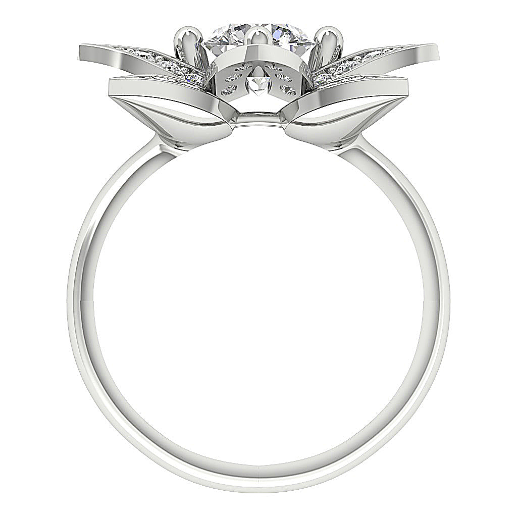 RoundDiamondWhiteGoldRingFrontView